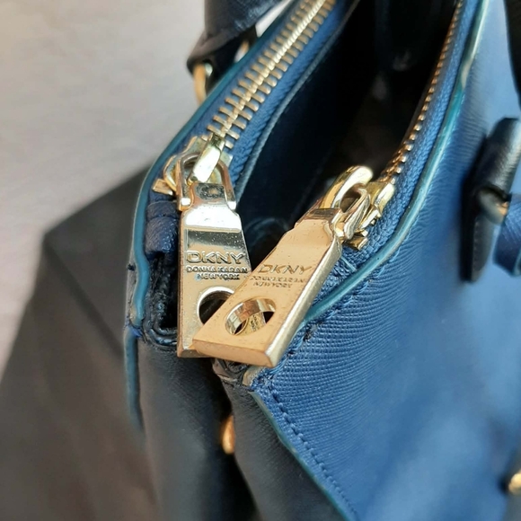 DKNY Y2K Midnight Blue & Black Saffiano Leather 3 Pc Set F/ 1998 - Picture 4 of 10